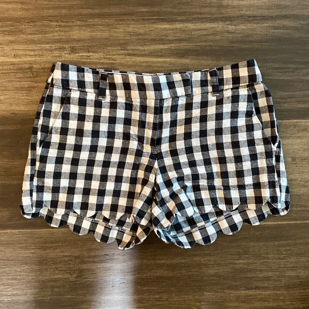 J. Crew Gingham Scalloped Shorts